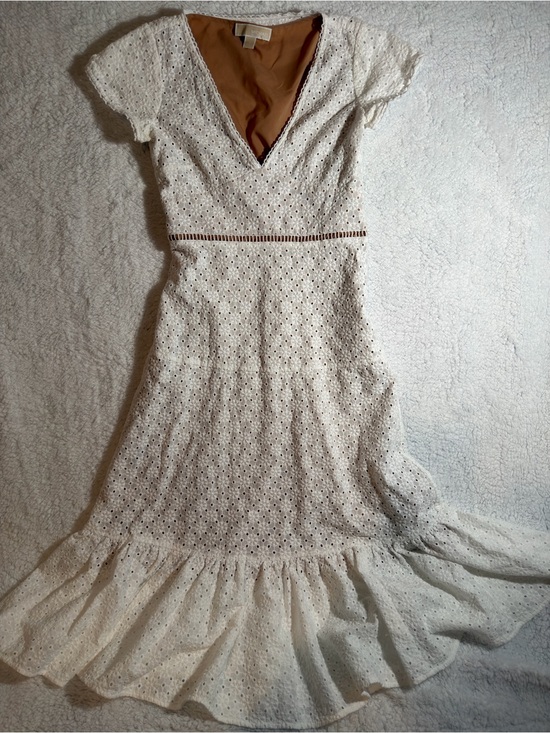 Michael Kors Dresses & Skirts - Michael Kors White Eyelet Maxi Dress with Ruffle Hem